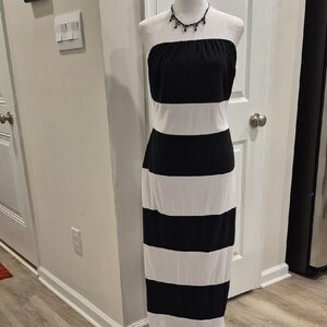 Black And White Strapless Maxi Dress Size XL
